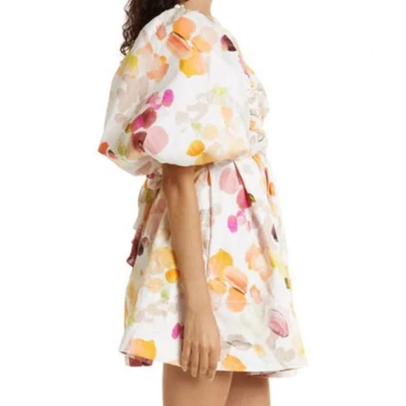 Aje Dassia Puff Sleeve Cotton Minidress In Desert Rose, SIZE 10 US. 0717 - Picture 3 of 8